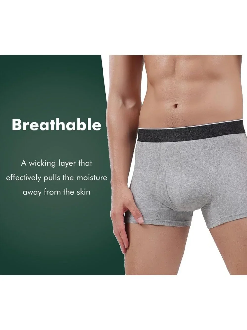 Aircute Men's 3 Pack Incontinence Boxer Briefs 2XL Leak Proof 60mL White